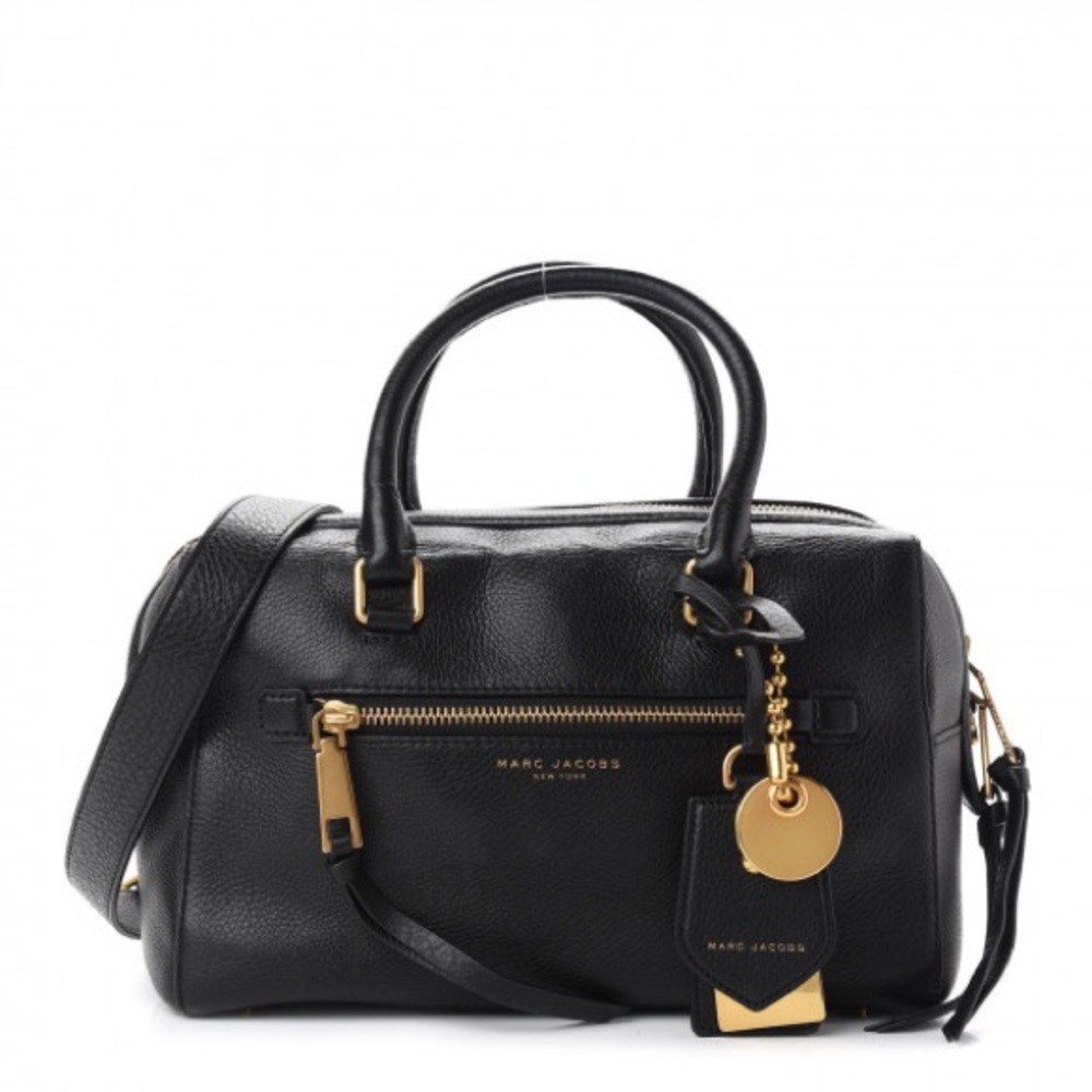 Large Marc Jacobs Recruit Bauletto Black Leather Bowler Bag